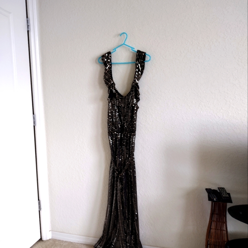 Women's Jumpsuit Gold Sequins Size 16
